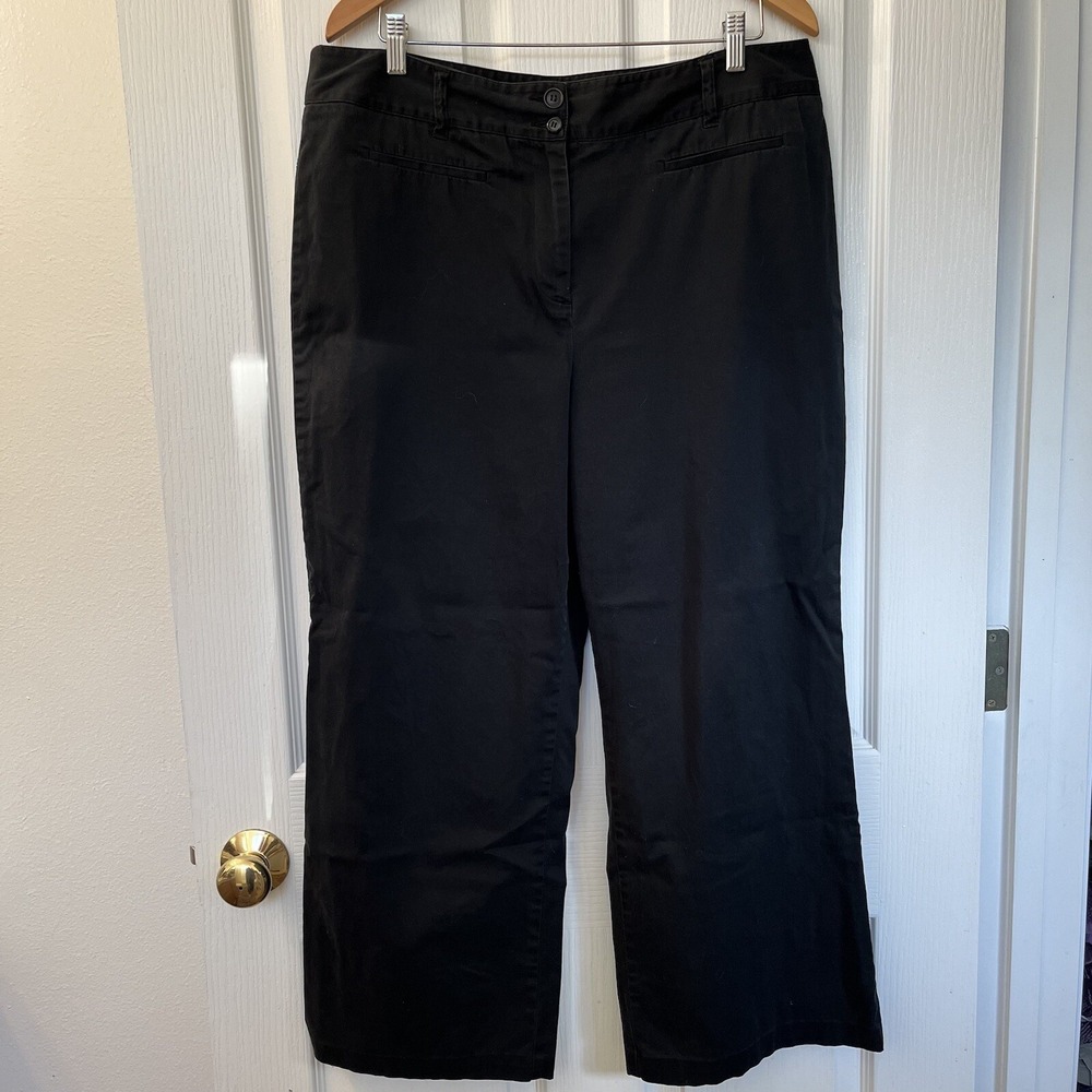 Chico's Pants Ankle Cropped Black 3 Pockets Button Zip Fly Straight Leg Fits L